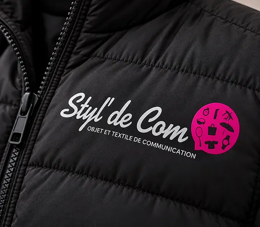 Veste personnalisée avec le logo Styl’ de Com, objets, textiles et communication